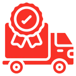 Red truck icon with checkmark badge