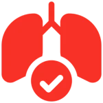 Red lungs with check mark icon